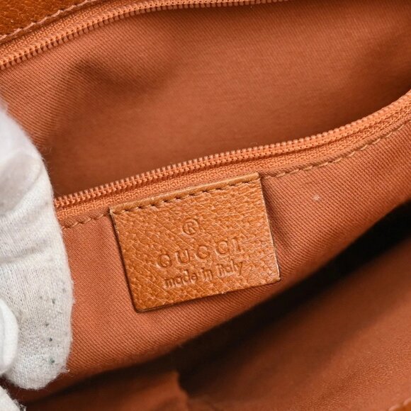 GUCCI Logo GG Pattern Shoulder Bag Canvas Leather Brown Orange SHW Italy - Picture 13 of 15